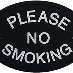 THE STYLE SUTRA Black Oval Statement Plaque Outdoor Garden Wall Sign Please NO Smoking-image-63