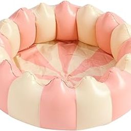 UJEAVETTE Inflatable Pool Round Paddling Swimming Pool for Funny Summer Girls and Boys Pink anf White-image-93