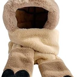 ™ Cute Ear Hat Gloves Scarf Set Winter Female Thick Parties Plush Gloves Khaki | Hats | Womens Accessories-image-80