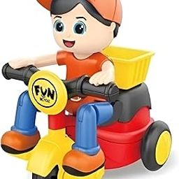 Mini Boy Ride Scooter Toy for Kids - Friction-Powered Tricycle Push Toy for Toddlers, Baby Boys & Girls-3