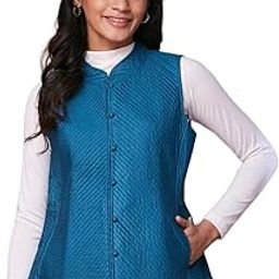 Turquoise Viscose Silk Quilted Reversible Jacket-picture-34