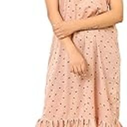 Women's Hosiery Cotton Short Midi Nighty Maxi Nightdress| Size-Large I Round Shaped Neck I (Article-SH-015B) Cream-image-7