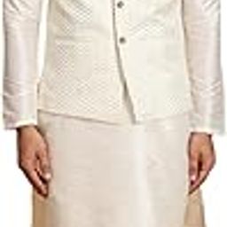 Men Silk Blend Kurta Jacket Set with Mandarin Collar-image-53