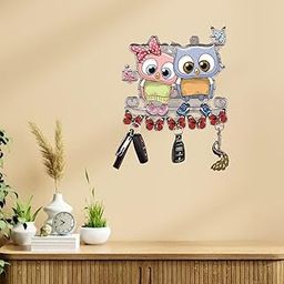 Bhavya Trade Online Owl Wooden Key Holder for Wall Stylish Home Decor with 7 Hooks, Large Size Key Organizer-image-13
