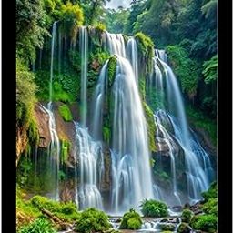 DivaFrames Waterfall Painting for Vastu – 10 x 14 Inch Black Wooden Frame | Positive Energy Wall Art for Home Décor & Office-image-88
