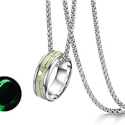 Men's Jewellery Necklace Chain Radium Ring (Glow in the Dark) Stainless Steel Pendant for Men & Boys-image-95