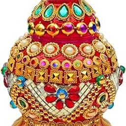 Fine Craft India Wooden Handmade Round Sindoor Box with Meena Work Refillable Case Multicolour H 4 L 2.7 W 2.5 Inch | Sindoor_Dani025-26