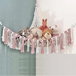 ecofynd Stuffed Soft Toy Organizer, Animal Toy Hammock, Hanging Cotton Storage, Boho Large Corner Plush Toys, Net Holder, Nursery Kids, Play Room, Bedroom, Kid Room (BH011)-6