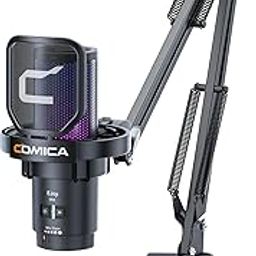 COMICA EJoy Uni USB Condenser Gaming for PC, PS4, PS5, USB C Phone, and Mac, Arm RGB Computer Mic for Twitch, Streaming/Podcasting/YouTube, Noise Cancellation Mic with Mute, Gain, Monitoring（Black）-image-24