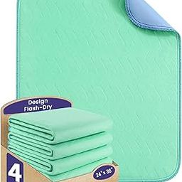 Washable Underpads,24" x 36" (Pack of 4) - Super Absorbency Reusable Bedwetting Incontinence Pads for Kids, Adults, Elderly, and Pets - Waterproof Protective Pad for Couch, Sofa, Floor,Bed-image-44