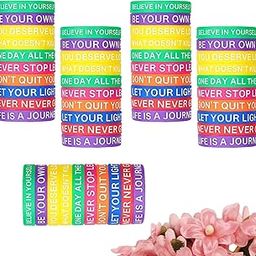 Duomama Inspire with 50 Motivational Quote Silicone Wristbands: Silicone Bracelets for Women, Men, and Teens - 10 Unique Styles-image-69