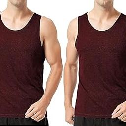 Gym Vest for Men & Boys Sports Running Cotton Sleeveless Vest/Baniyan Modern Fit Solid Inner wear in Maroon Color Pack of 2-image-71