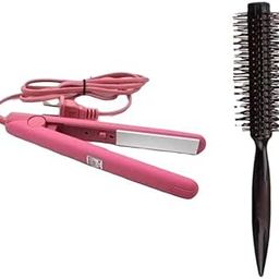 New Mini hair straightener portable With Plastic Storage Box for women, teen girls for hair styling with 1 Round Hair Brush - (Pack of 2)-image-77