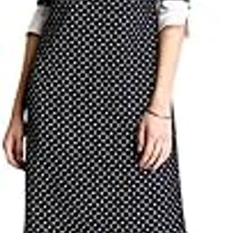 Women's Polyester Colour Block Polka Dot Shift Midi Dress - Black and White (DR340BLAC)-picture-11