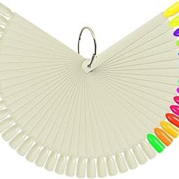 COSLUXE Fan-shaped Nail Art Tips Display Polish Board Display Practice Sticks Tool with Metal Screw Split Ring Holder (Natural, 50 Pcs set)-image-49