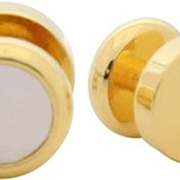 Cufflinks - Luxury Round Mother of Pearl (Natural Sea Shell) Golden Plated Buttons (4 Pcs) - for Men & Women, Office Corporate & Party, in a Gift Box-image-33