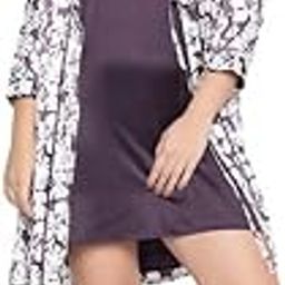 Women's Satin Printed Short Night Dress & Robe- Purple-image-20