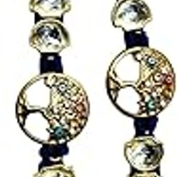 Tree of Life Rakhi with Evil Eye Charm | Kundan Stone Rakhi Combo for Bhai | Blue Thread Designer Rakshabandhan Multicolour Stones-5