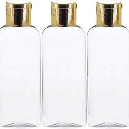 Atipriya 100ml Empty Clear Plastic Bottles Refillable Travel Size Cosmetic Containers Small Leak Proof Squeeze Bottles with Gold Flip Cap for Toiletries,Shampoo,Oil (pack of 10)-3