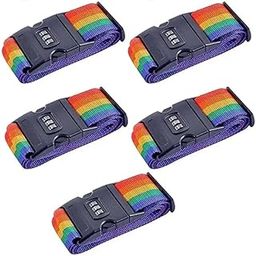 VENEKETY Luggage Straps Suitcase Lock Belt Strap Heavy Duty Luggage Straps Adjustable Suitcase Belts for Traveling Business/Leisure Trip/Multi-Colour |Pack of 5-33