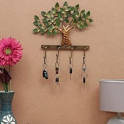 SMAART CRAAFTS Neem Tree Key Holder Wall Art Metal Wall Décor | Premium Design Key Hanger, Coat Hanger, and Umbrella Hanger for Entryway | Anti-Rust, Powder Coated | Size: 40cm x 38cm |-picture-17