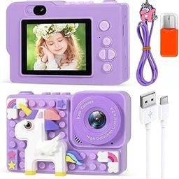 BLiSS HUES Digital Mini Camera for Kids (Ages 3-12) – Fun Unicorn Silicone Cover, Perfect Toy for Boys & Girls (Uni Blocks- Purple)-29