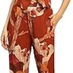 Floral Abstract Print Rayon Waistcoat & Pants Co-ord Set for Women's|V-Neck Sleeveless Regular Fit Stylish Summer Western Casual Wear Ladies Cord Set-image-37