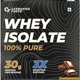 Carbamide Forte Whey Protein Powder Isolate |100% Pure Protein Powder for Men|30g Protein|3X digestive Enzymes|6.89g BCAA|14.50g EAA|No added sugar|Belgian Chocolate Flavour - 1Kg-50