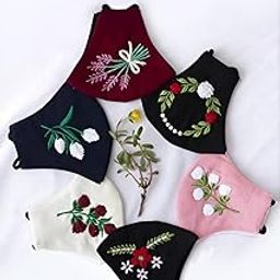 Women's Pure Cotton Cloth Face Masks with Adjustable Ear Loop | Embroidery | Handwork Cotton Cloth Face Masks | Pack of 6(Multicolor)-20