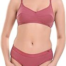 Pack of 1 Women's & Girls Lingerie Set Full Coverage,Non Padded Bra Panty Set Peach 36B-picture-8