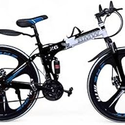 ROAD FASTARS Foldable 26-Inch Mountain Bike|High Carbon Steel Frame 21-Speed Gear & Dual Disc Brakes|Sports Bicycle for Men & Women|Foldable Cycle for Off-Road & Urban Riding (White-Black 3 Spoke)-11
