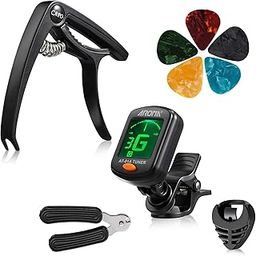 MUSTANG 9-Piece Music Accessories Kit – Includes Tuner, Capo, 3-in-1 String Winder, Picks & Pick Holder – For Acoustic, Electric, Bass, Ukulele & More-image-48