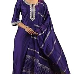libas Gerua Womens Yoke Design Silk Blend Straight Kurta With Trousers and Dupatta-picture-35
