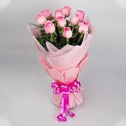 Mother's Day Special Fresh Flowers Bouquet of 08 Pink Roses in Paper Wrapping, Bunch of 08 (Pink Rose)-image-35