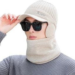 New Variety Store™ Autumn and Winter Men's I Women's Woolen Designer Cap Winter Warm Plus Velvet Windproof Ear Protection Scarf hat Set-picture-48