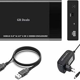 GR Deals USB 2.0 2 in 1 External Hard Drive Casing for 2.5″ & 3.5″ Sata Hard Drives Dual 2.5 inch and 3.5 inch HDD Enclosure. (USB 2.0 Enclosure CASE) 2in1 Combo Enclosure. Black.-12