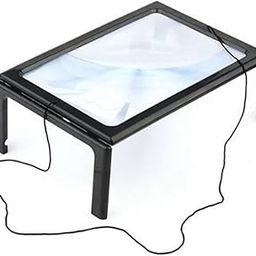 Drofail Large Full-Page 3X Magnifying Glass Hands-Free Rectangular Magnifier LED Lighted with 3X Magnifier 4 LED Lights Portable for Elder Kids-image-6
