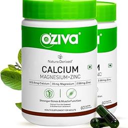 OZiva Calcium, Magnesium, Zinc Supplement | With Vitamin D3 for Optimum Absoprtion | For Bone Health & Muscle Function - 120 Capsules (Pack 2)-image-40