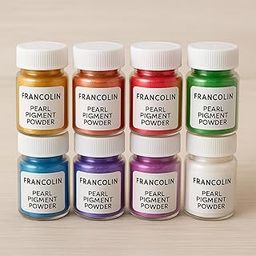 Francolin | Black, Gold, Silver, Red, Pink, Green, Copper & Blue | Mica/Pearl Powder Pigment | Non Toxic | Vibrant Metallic Glowing | For Soap, Epoxy Resin, Painting, Nail Art & Craft, Cosmetic , Slime | 20g*10-image-12