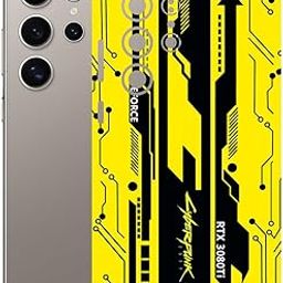 AtOdds - Samsung Galaxy S24 Ultra (5G) - Mobile Back Skin Sticker - Lamination - Back Screen Guard Protector Film Wrap (Coverage - Back+Camera+Sides) (Design - Yellow Cyberpunk)-image-98