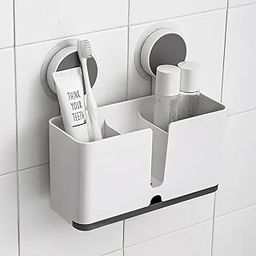 UMADEV Plastic Tooth Brush Holder for Bathroom | Toothbrush Holder Wall Mount | Brush Holder for Bathroom | Toothbrush Holder for Electric Toothbrushes, Toothpaste & Makeup Brush Holder, White-image-5