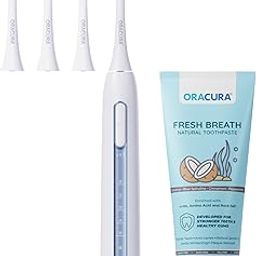 ORACURA® SB300 Blue Smart Sonic Toothbrush + Fresh Breath Natural Toothpaste (Coconut & Blue Spirulina) | With 3 Brush Heads-1
