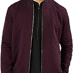 Men's Silk Blend Jacket - Textured Bomber-Style Jacket with Front Zipper and Ribbed Cuffs – Sophisticated & Modern-image-2