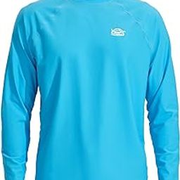 Men's Rash Guard Swim Shirts SPF Water Sun Shirt Long Sleeve UPF 50+ UV Protection Loose Fit Quick Dry, Blue, Large-image-56