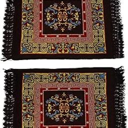 Pack of 2| Pooja mat |puja| Sitting Asan| kusha|Velvet Prayer | Pooja aasan for Meditation & Sitting | Soft Floor Rug for Temple & Home | Traditional Square mat (2ft x 2ft) Maroon-image-44