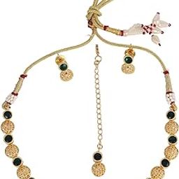 Traditional Round Shape Filigree Work Gold Plated Choker Necklace Set For Women-image-29
