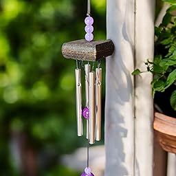 WARMINGO DE Mini Solid Wood Metal Wind Chime for Home Balcony Garden & Car | Soothing Sound Small Fresh Home Decoration Pendant Gift Wind Chime (Purple)-image-46