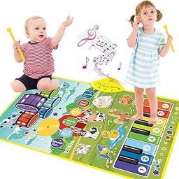 Bestie toys 3 in 1 Piano Mat Toys with Floor Piano Keybroad, 8 Animal Sounds Musical Mat with 2 Drum Sticks Piano Pad for Toddlers 1-3, Educational Toy Gift for Kids Boys Girls 1 2 3 Year Old-15