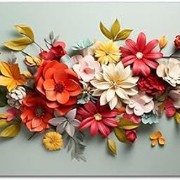 Lentikart 3D Lenticular Table mat of Set 4 | 12 x 18 in | Water Resistent,Anti Skid,Wipe Clean for Dining Table| Flower Colourful Floral Design-image-97