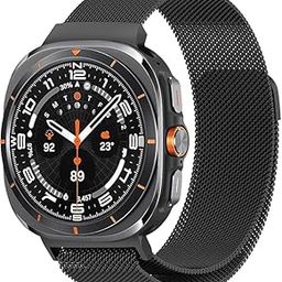 Stainless Steel Mesh Loop Magnetic Clasp Strap for Women Men Milanese Band Compatible with Samsung Galaxy Watch Ultra Band 47mm (2024) - Black [WATCH NOT INCLUDED]-12
